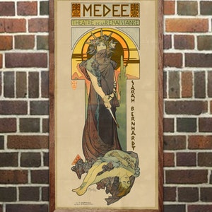 Art Nouveau Mucha &quot;Medee&quot; Print: Vintage Bohemian Wall Art