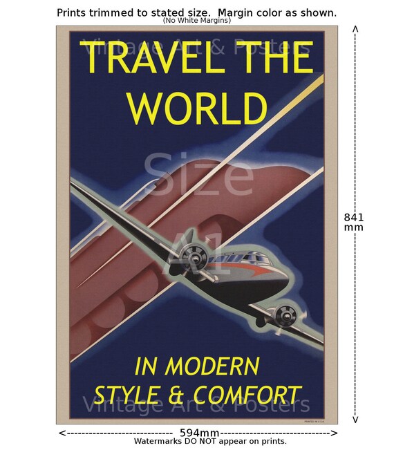 Vintage Airline Travel Art Print 11x17 inches TWA London