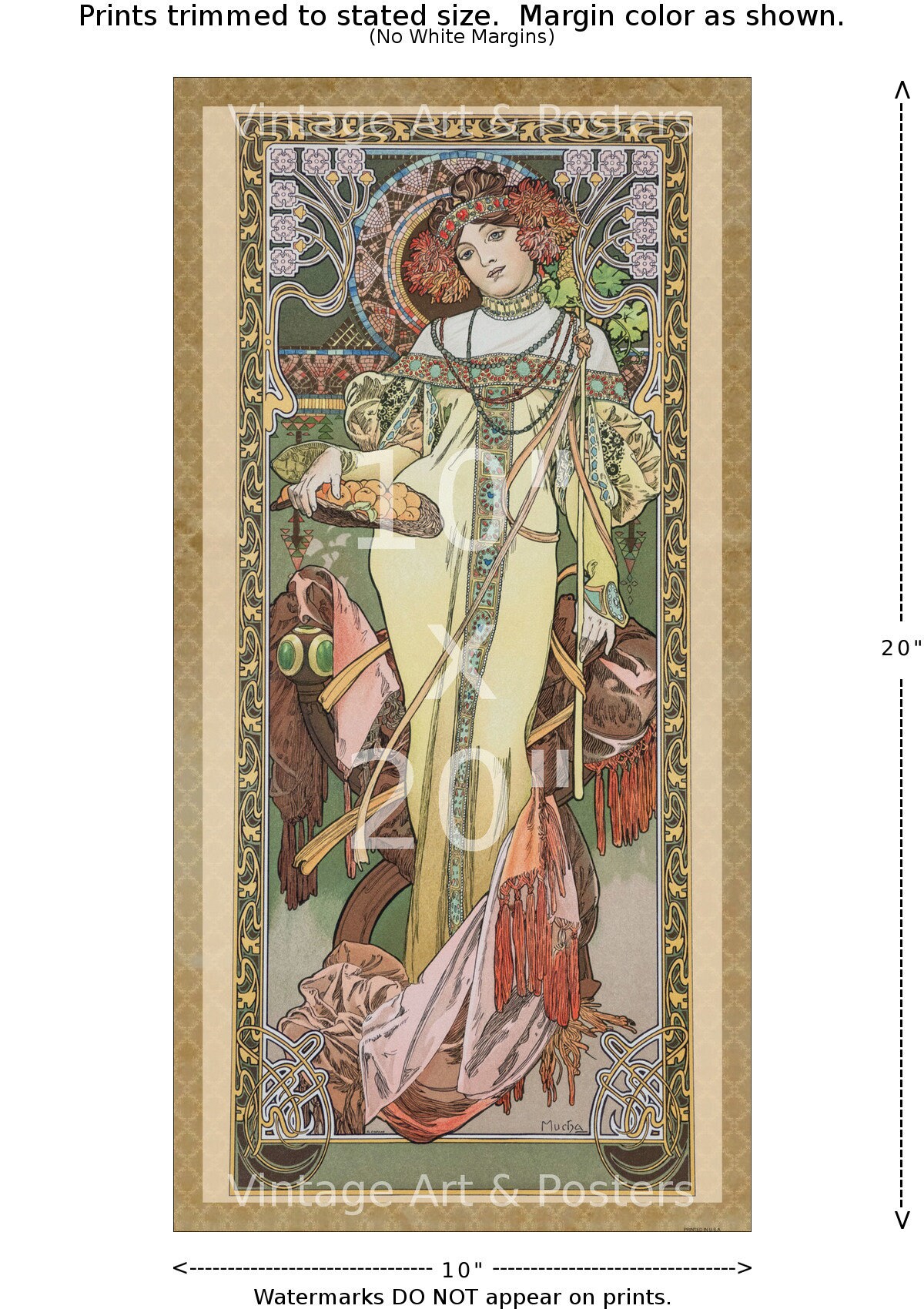Mucha Art Nouveau Print: Autumn, the Seasons Series, Bohemian  display picture 1