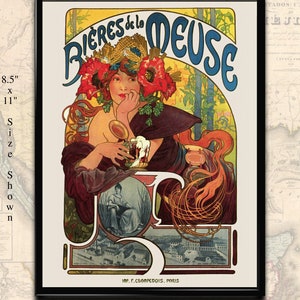 Printable Art Nouveau Print Mucha Bieres de la Meuse 1897  Vintage Poster, Digital Download for printing at home