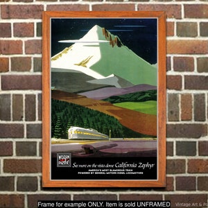 Travel Poster California Zephyr Western Pacific Railroad, Vintage Travel Print, Wall Art for Home or Office Decor (67)