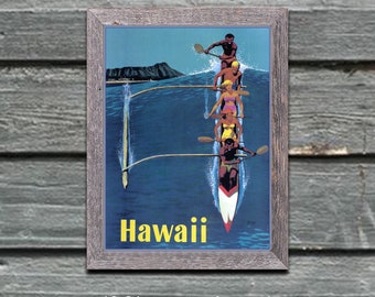 Travel Poster Hawaii, Vintage Airline Travel Print, Wall Art for Home or Office Decor (261)