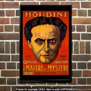 Houdini Poster: &quot;Master of Mystery&quot;, Theatre Handbill/Poster Art Print