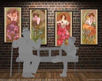 Mucha Art Nouveau Print Set: "The Precious Stones" Vintage Posters