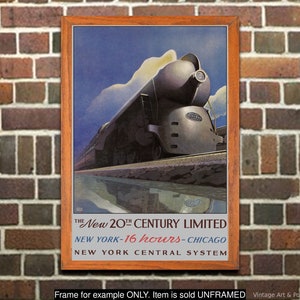 Travel Poster 20th Century Limited New York Central Railroad, Vintage Print Wall Art for Home Office Decor (77)