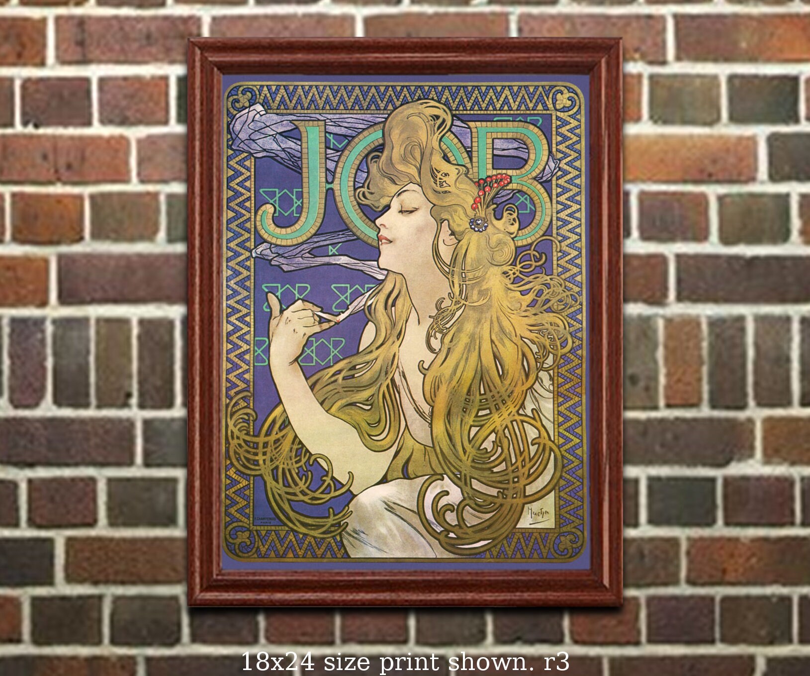 Mucha Salon Des Cent Nouveau Advert Large Wall Art Print 18X24 In