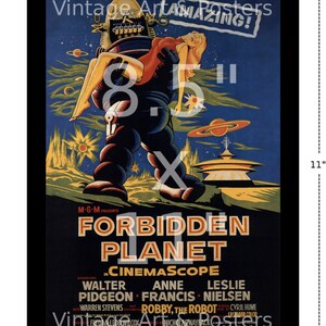 Affiche Cinéma Forbidden Planet - Poster Haute Qualité 60x80 Cm, Papier, Neuf