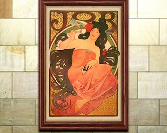 Mucha Art Nouveau Print: "Job  Cigarette Papers", Bohemian Decor Wall Art