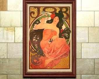 Art Nouveau Print, Mucha, Job Cigarettes, Vintage Advertisement Poster, Wall Art for Home or office Decor (152)