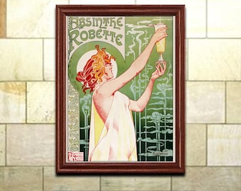 Art Nouveau Print: "Absinthe Robette", Henri Privat-Livemont, Bohemian Decor Wall Art