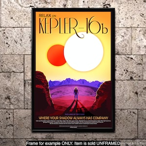 Póster de turismo espacial JPL de la NASA Kepler 16b Donde tu sombra siempre tiene compañía (1104)