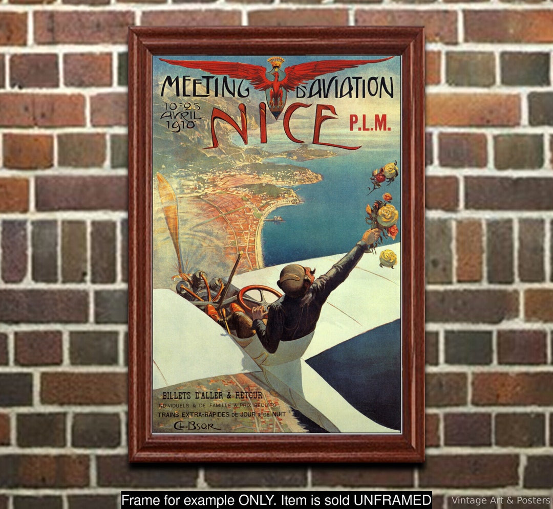 Aviation Art Print: Nice France 1910 Aviation Meet Poster - Etsy