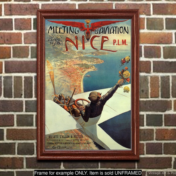 Impression d'art aéronautique : affiche du meeting d'aviation de Nice, France 1910
