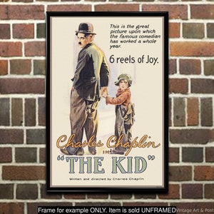 Charlie Chaplin Movie Poster, The Kid, Film Art Print, Wall Art for Media/Movie Room Decor Home Theatre (627)