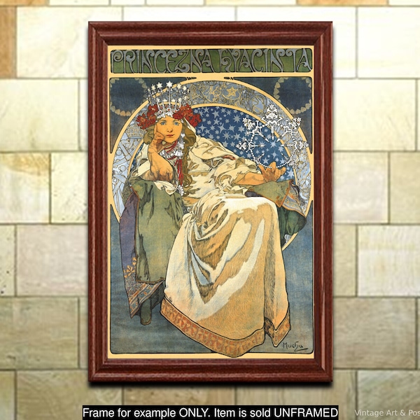 Impression Art nouveau Mucha Princess Jacinthe - affiche Art nouveau vintage, décoration de bureau à domicile, oeuvre d'art murale (119)