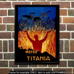 Cycles Titania Poster Vintage Bicycle advertisement, wall art for home or office decor