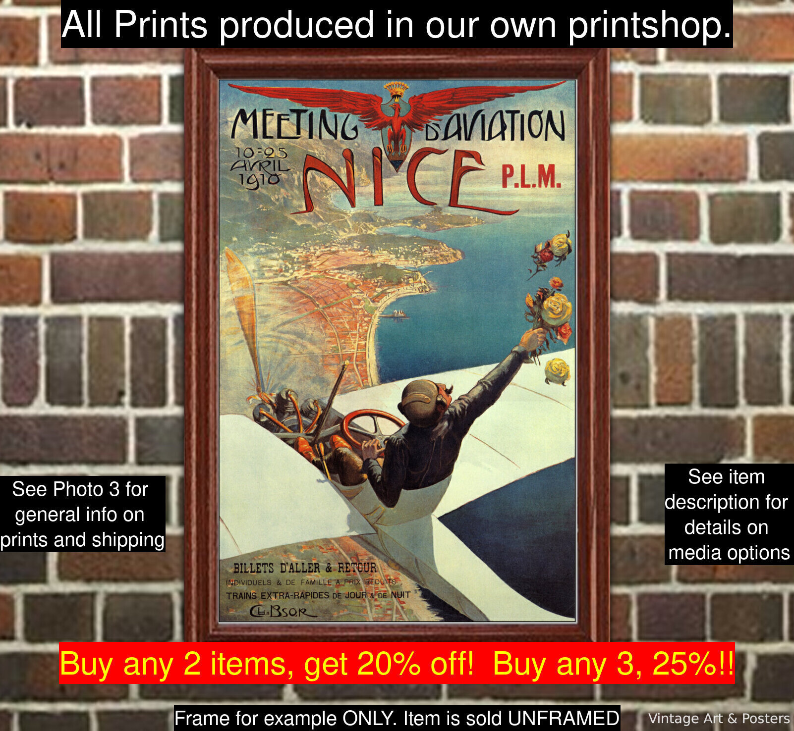 Aviation Art Print: Nice France 1910 Aviation Meet Poster - Etsy