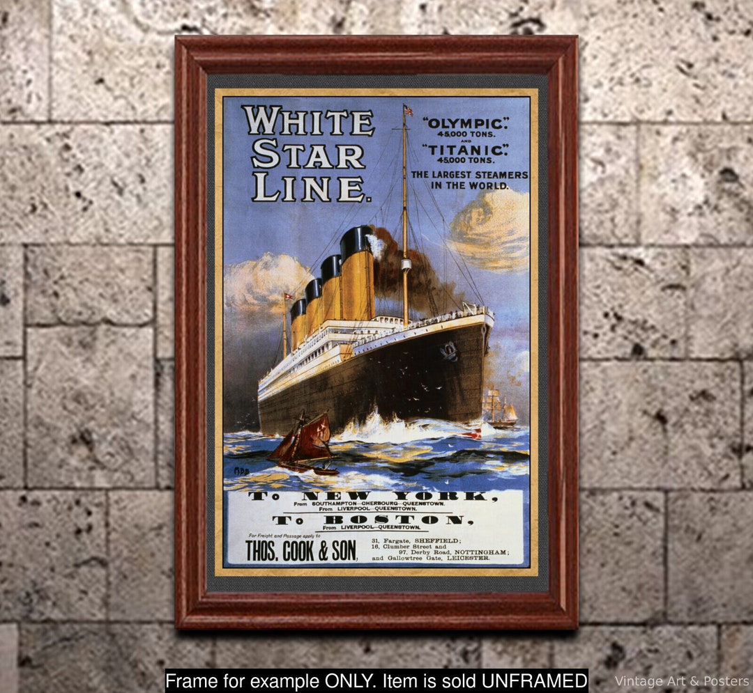 Titanic Poster Print White Star Line Vintage Travel Art Print Steamship