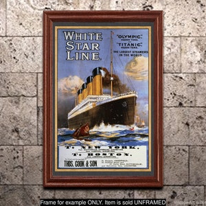 Titanic Poster Print White Star Line Vintage Travel Art Print Steamship Sailing Notice