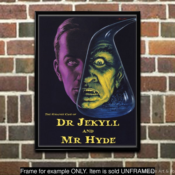 Movie Poster Dry Jekyll and Mr Hyde Vintage Art Print, Great for Halloween, wall art for Home or office Decor (634)
