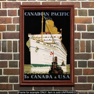Affiche de voyage en bateau à vapeur : « Du Canadien Pacifique au Canada et aux États-Unis », impression d&#39;art mural déco nautique
