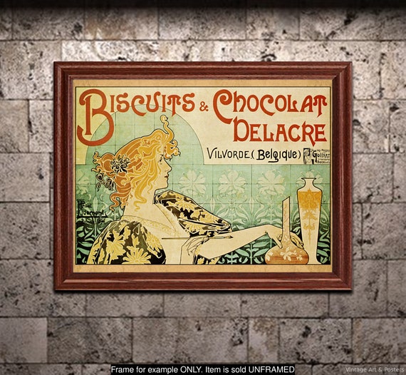 Art Nouveau Print, Privat-livemont, Biscuits & Chocolat Delacre