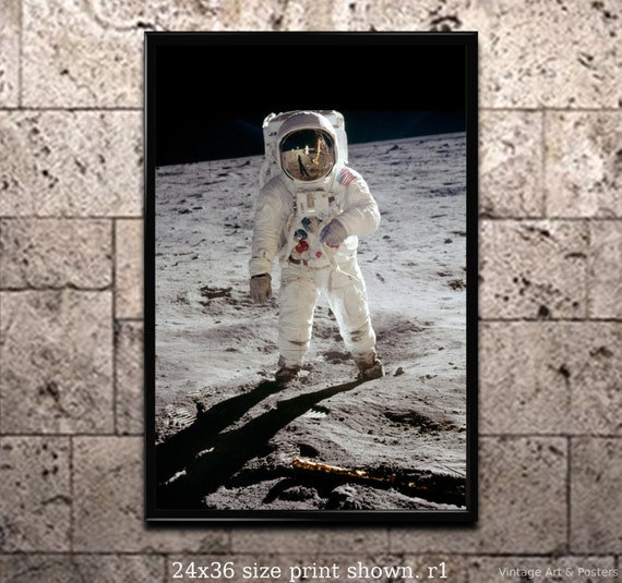 NASA Apollo 11 Buzz Aldrin Boot Print on Moon Canvas Box Art/ Photo Print A4-A0 