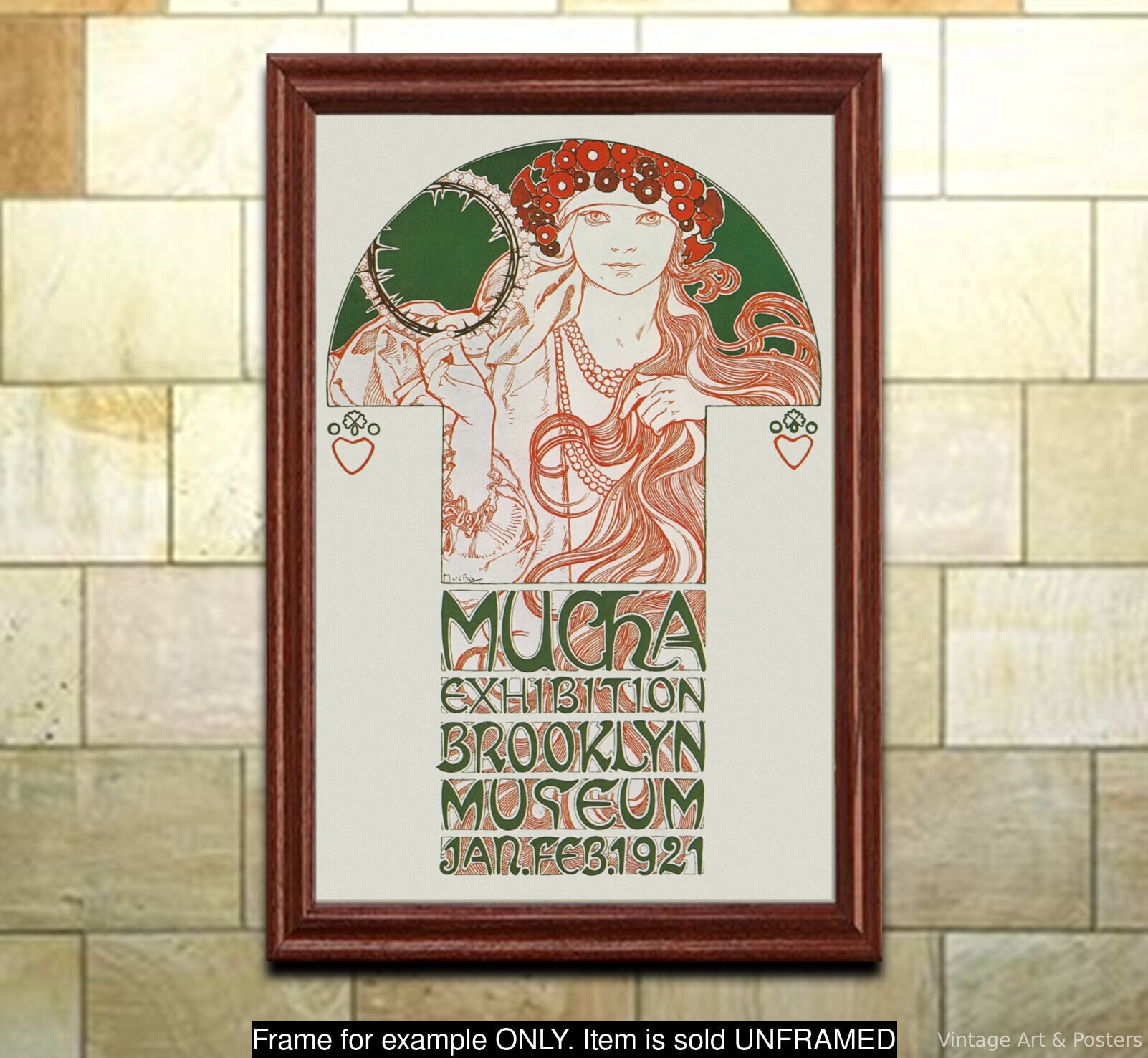 Mucha Art Nouveau Print: 1921 Brooklyn Exhibition Poster, Bohemian