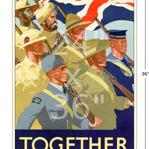 WWII British Recruiting Poster Together Vintage British World War II Propaganda Art Print, Home Office Decor, Wall Art WWII 193 24x36 inches