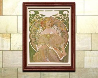 Art Nouveau Print Mucha Reverie, Vintage Poster, Wall Art for Home or Office Decor (206)