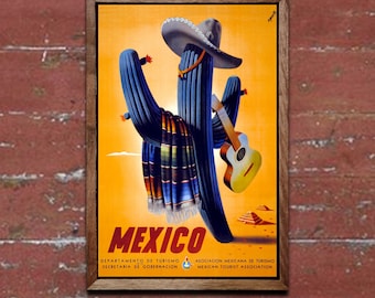 Travel Poster Mexico, Vintage Print, Wall Art for home or office decor  (93)