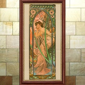 Art Nouveau Print, Mucha, Evening Contemplation, Times of the Day Series, Vintage 'bohemian' wall art for home or office decor.