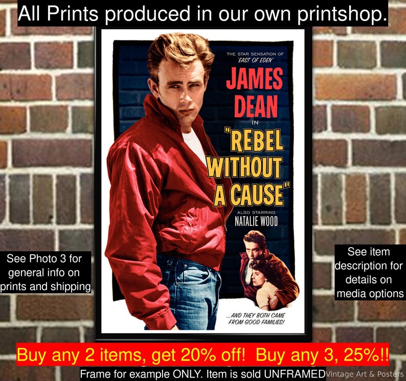 Movie Poster Rebel without A Cause Vintage Film Art Print, Lobby Card, Media Movie Room Home Office Decor, Wall Art 479 image 10