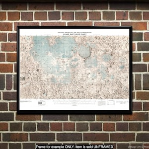 Carte de la lune, carte lunaire, carte lunaire - carte lunaire côté terre de la NASA, carte astronomique d'aide à l'astronomie (525)
