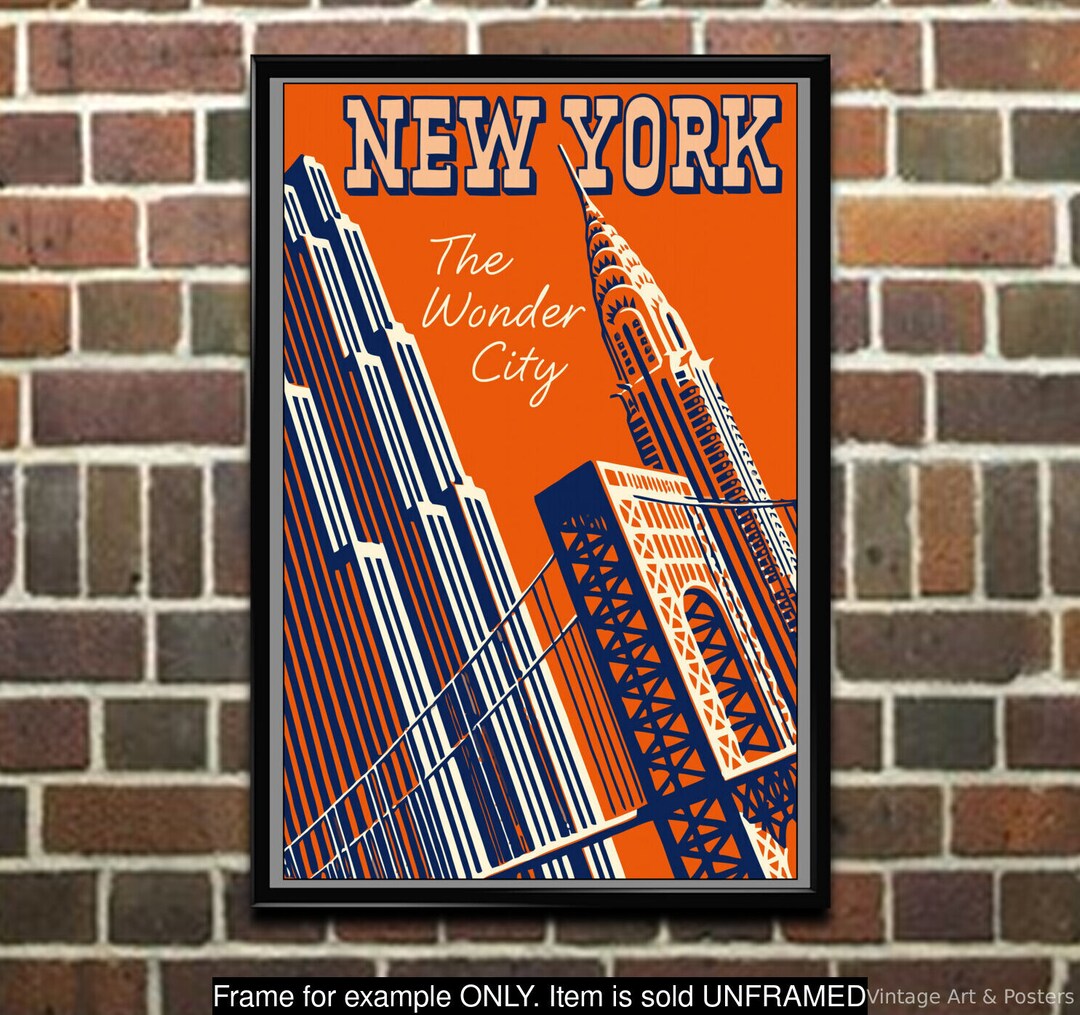 Travel Poster New York the Wonder City - Vintage Travel Art Print Home ...