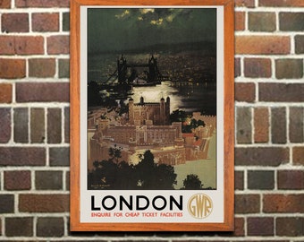 British Railroad Travel Poster London GWR, Vintage Print, Wall Art for Home or Office Decor (296)