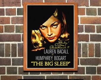 Vintage Movie Poster: "Lauren Bacall - The Big Sleep" Film Noir Lobby Card, Art Print