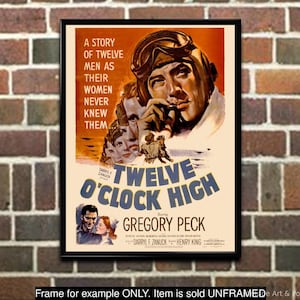 Movie Poster, Twelve Oclock High, Gregory Peck, Movie Room Media Room Home Decor Film Art (578)