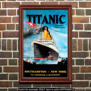 Titanic Poster: White Star Line Steamship Sea Travel Wall Art Print