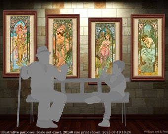 Mucha Art Nouveau Print Set: The Times of Day - Bohemian Home Decor
