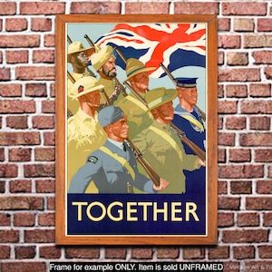 WWII British Recruiting Poster &quot;Together&quot; Vintage British World War II Propaganda Art Print, Home Office Decor, Wall Art WWII (193)