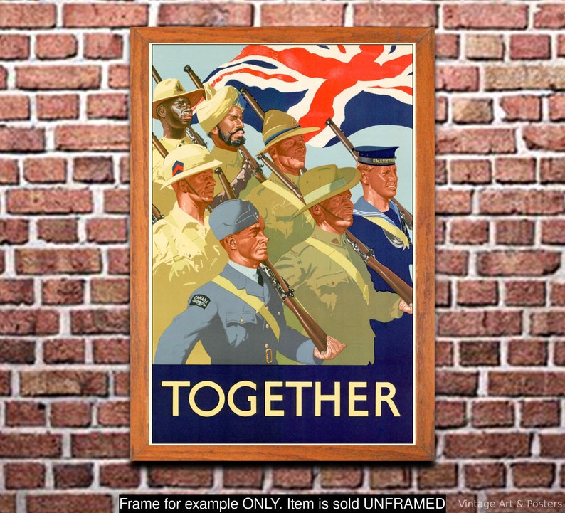 WWII British Recruiting Poster Together Vintage British World War II Propaganda Art Print, Home Office Decor, Wall Art WWII 193 image 1