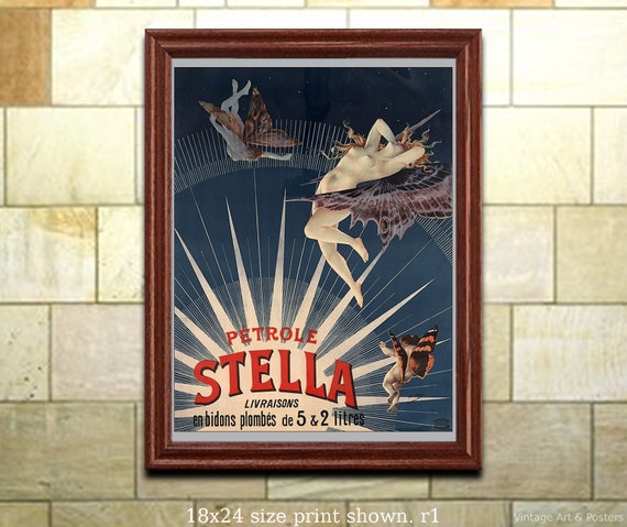 Art Deco Poster//French//Petrole Stella Livrasion//vintage reproduction