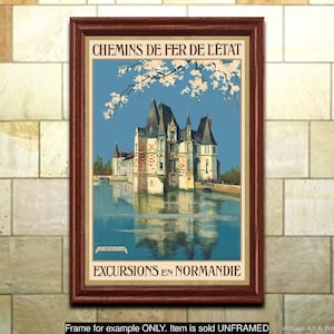 Cartel de viajes ferroviarios, excursiones en Normandía, impresión francesa vintage, arte de pared para decoración del hogar u oficina (321)