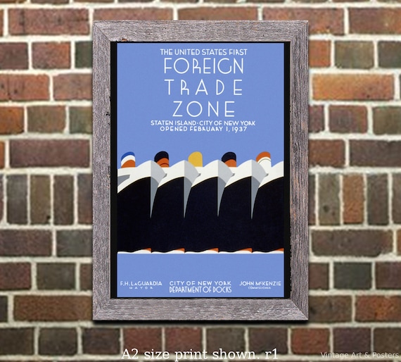 4 sizes, matte+glossy avail City of New York Municipal Airports Vintage Poster