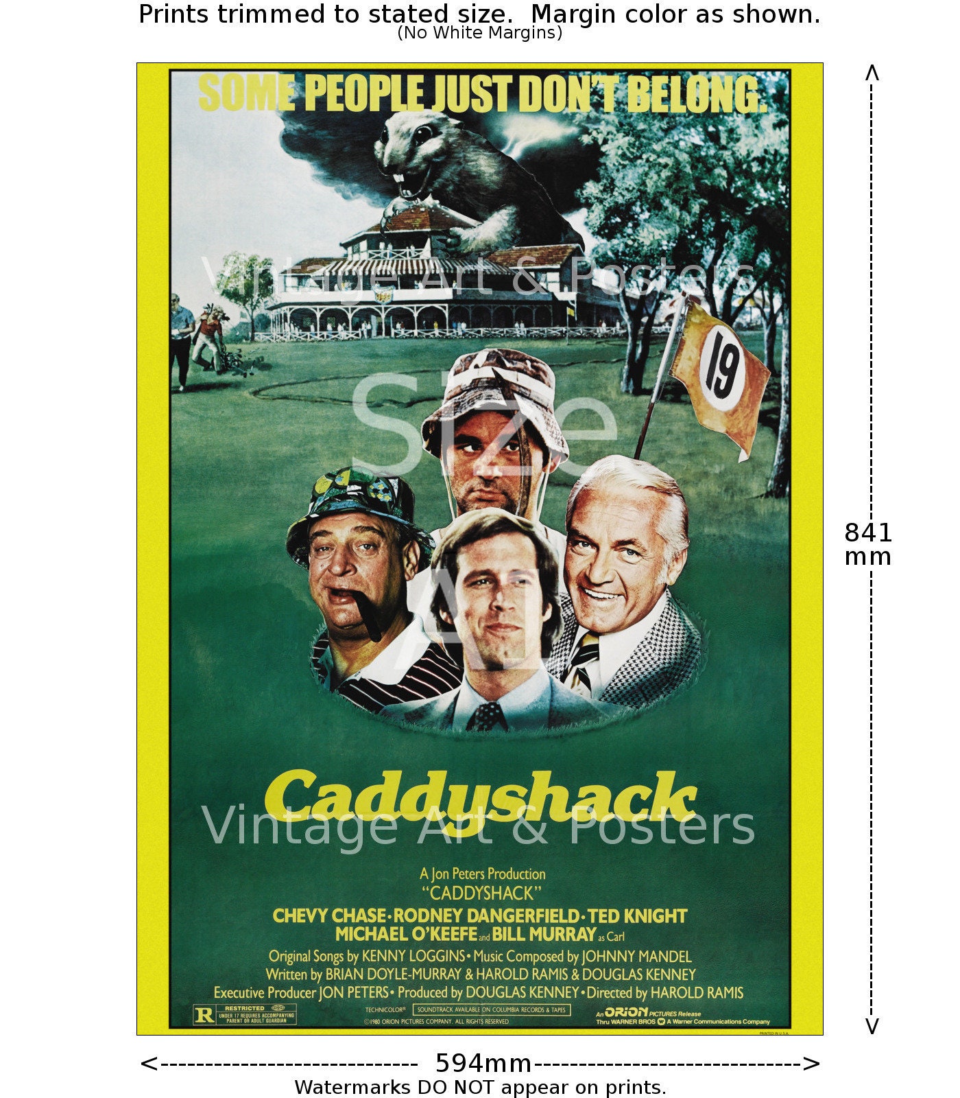 Movie Poster Caddyshack Bill Murray Chevy Chase Rodney Etsy Australia