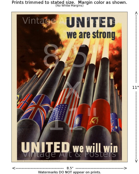 Cartel de propaganda de la Segunda Guerra Mundial Unidos - Etsy España