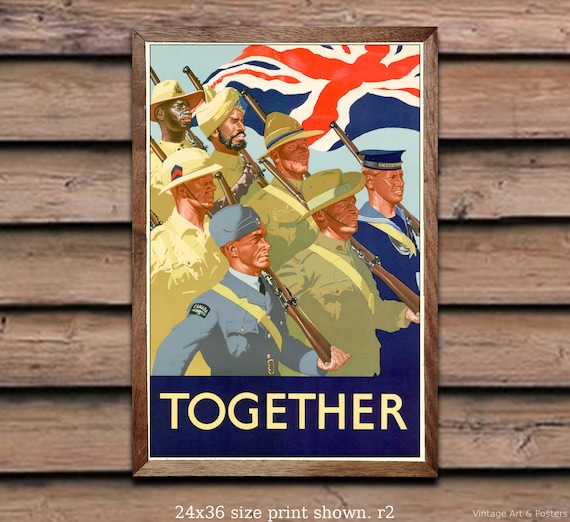 British World War Ii Propaganda Poster Together Vintage Etsy