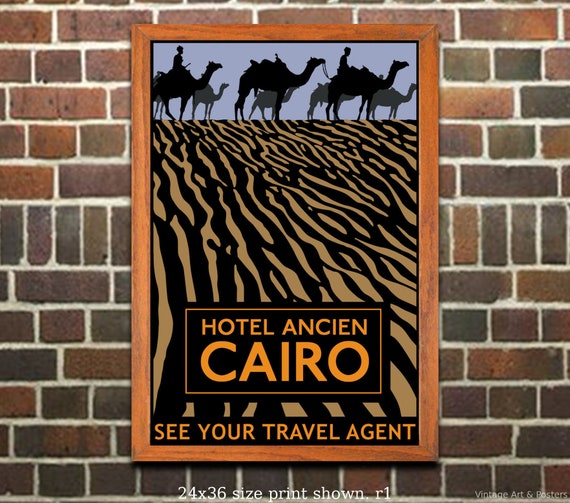 Vintage Cairo Hotel Travel Poster Poster A3 A2  Reprint