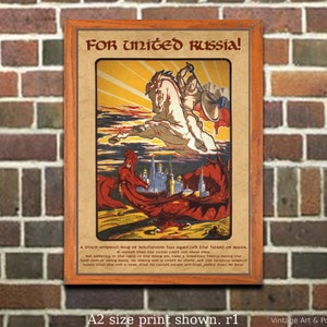 Russian Propaganda Poster: White Knight, Vintage Art Print